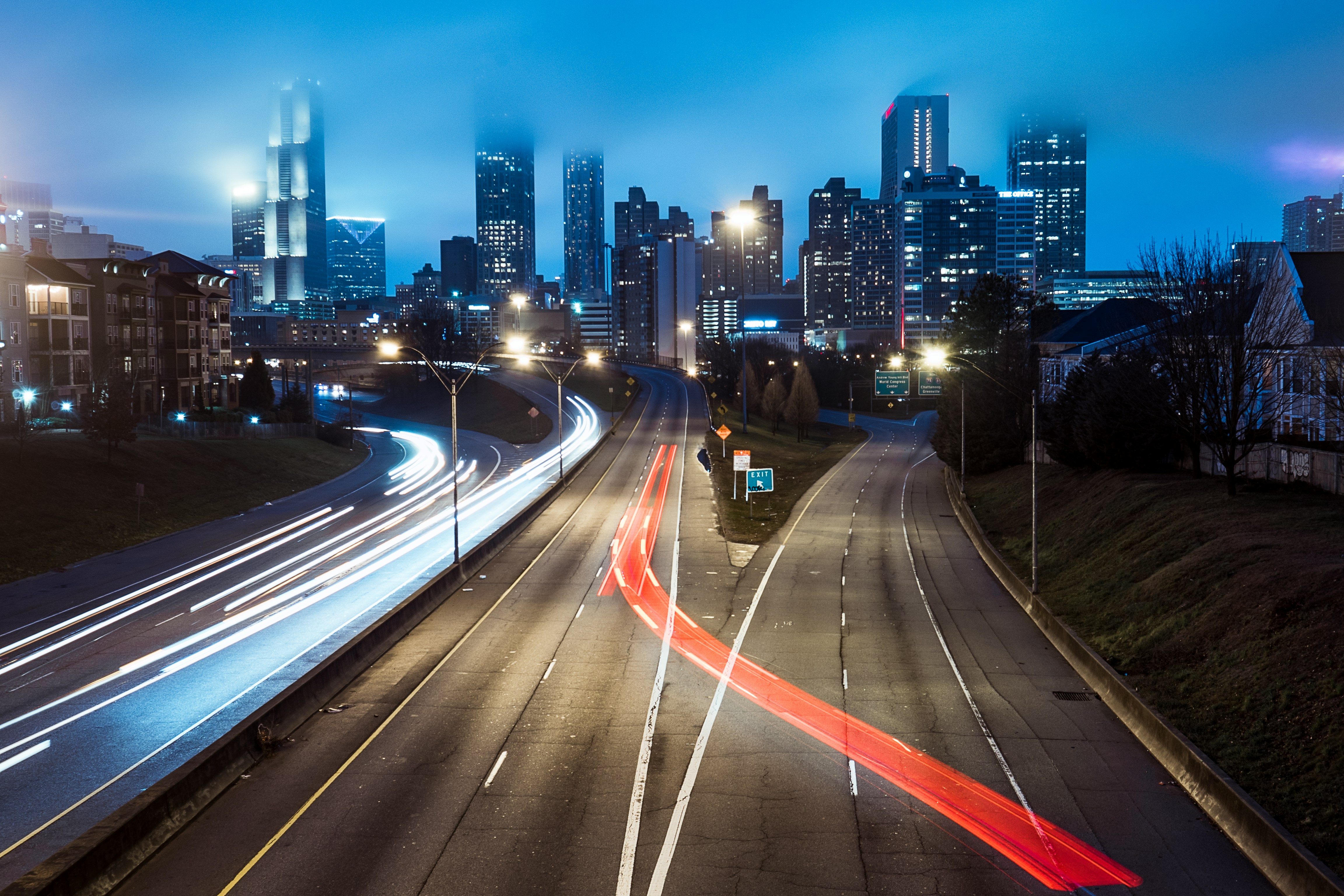 Traffic at night demonstrating congestion